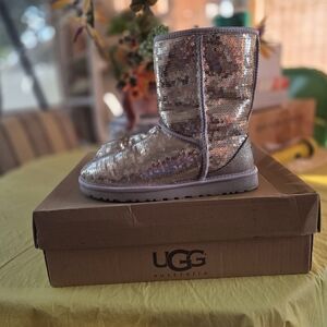 UGG Classic Silver Womens Sequin Boots